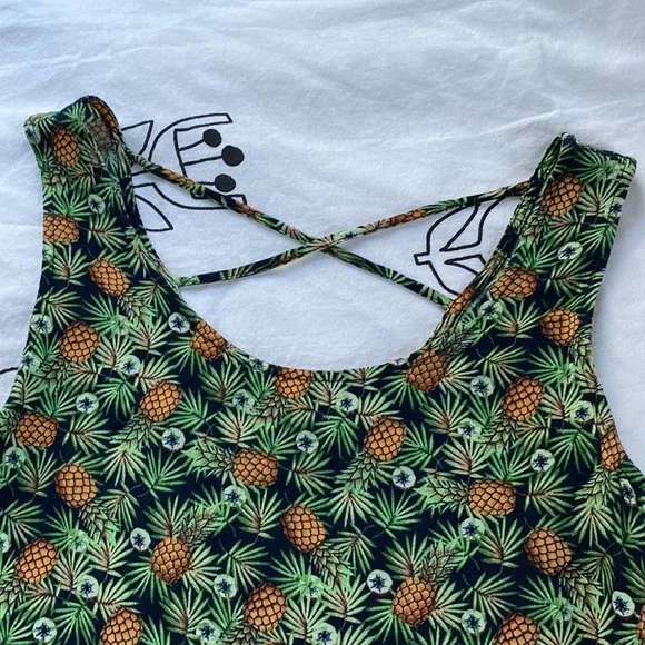 MINE Pineapple Green Tank Top Size S - Picture 4 of 7